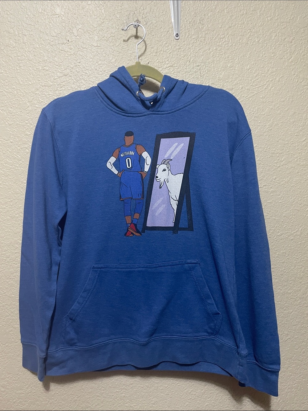 Lane Seven Men's "Russell Westbrook Mirror GOAT" Blue Hoodie. Good Condition.